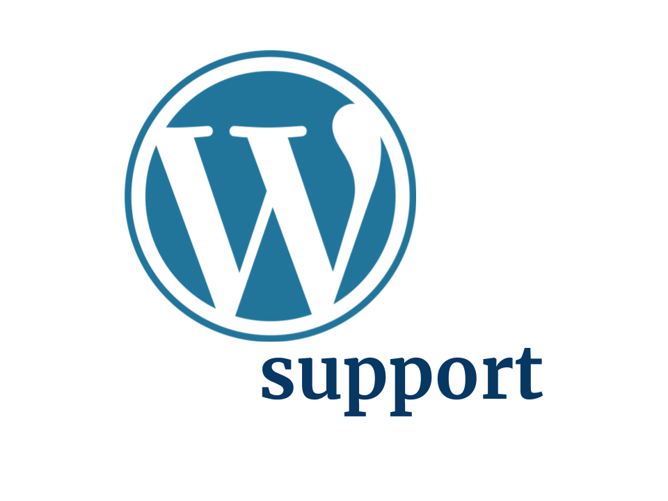 The WordPress logo next to text displaying "support"